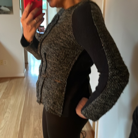 Cartonnier metallic contrast gray and black snap front blazer,cozy & stretchy - Picture 3 of 11